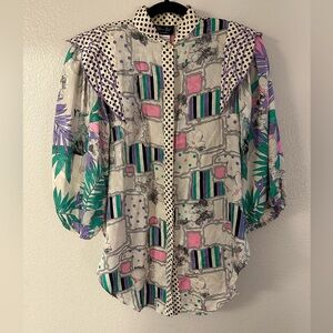 Vintage 1970’s Silk Button Up Top